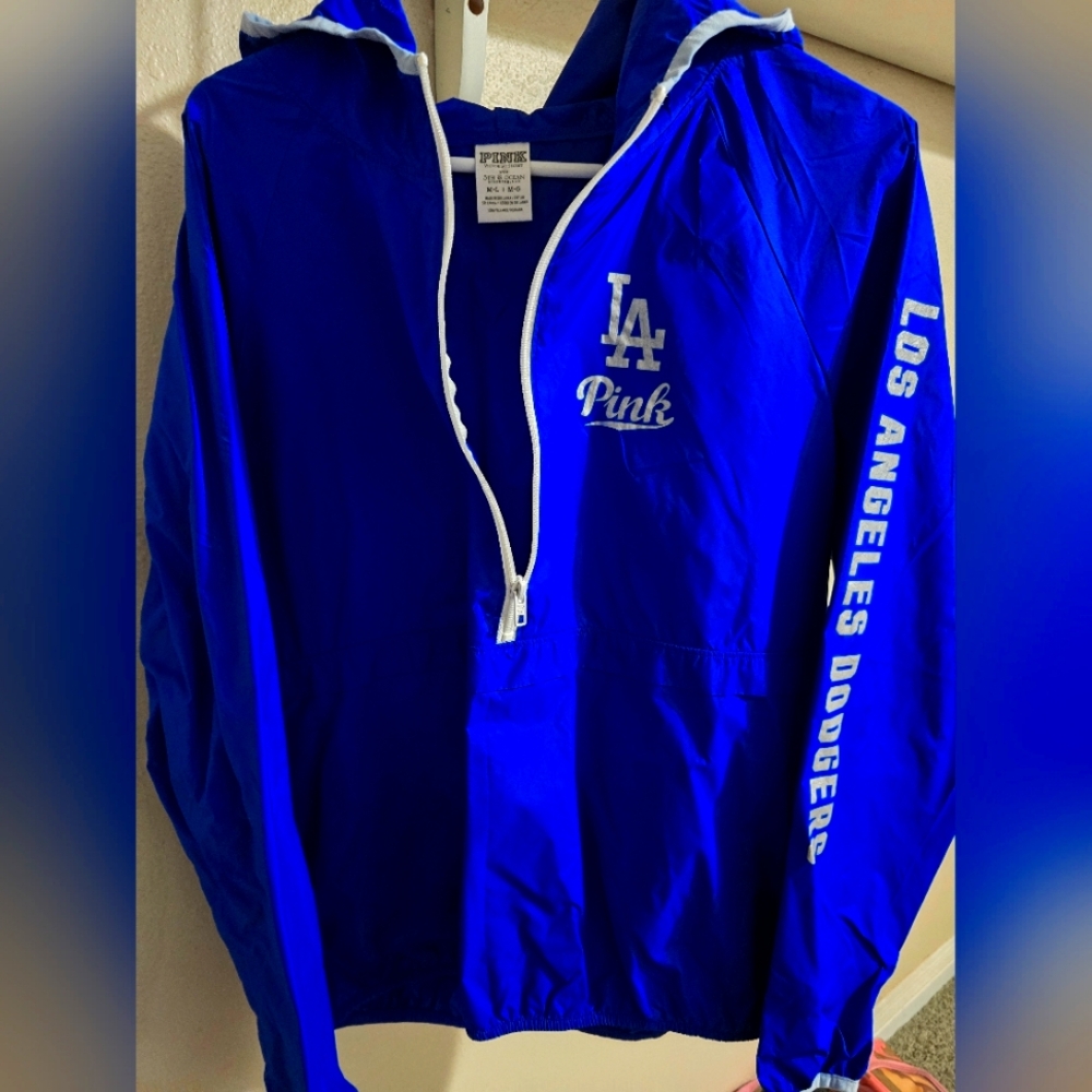 Blue Dodgers Windbreaker Jacket Pink Victoria Secret. So Cute!!! Used....